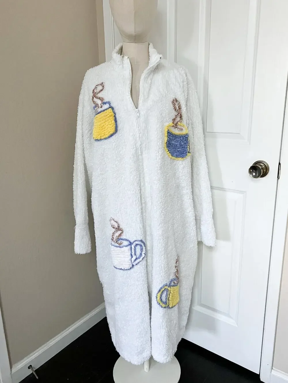VTG Canyon Group Full Zip Robe Coffee Time Terry 90's Large Cup Mug Terry Nanny